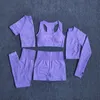 2/3/5sts sömmar Yoga Set Workout Sportswear Gym Clothing Fitness Långärmad Crop Top High midje Leggings Sports Suits 220517