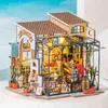 Robotime Rolife Diy Emily's Flower Shop Doll House med möbler barn miniatyr dockhusträsatser leksak DG145