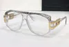 Vintage Leather Glasses Eyeglasses 163 Frame Clear Lens Men Sonnenbrille Wrap Occhiali da sole with Box