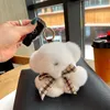 Keychains Luxury Real Rex Fur Little Cute Bear Keychain Fluffy Originality Cartoons Toys Key Ring Women Bag Ornament Trinket Gifts322S