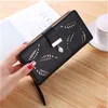 Long fashion Clutch bag Hollowing out Leaf Sequined decorative zipper Hasp leather women clutch wallet