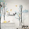 Wall Stickers Large Tree Decal Set With Squirrel And Bird Custom Name Nursery Art Home Decor Mural Removable YT4337