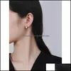 Pendientes Charm Jewelry Versi￳n coreana S925 Pure Ear Studs Ins Cool Minority Personalidad Fashion Simple Streamline Sier Pearl Mujer Dhzzt