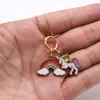 Modeschmuck Regenbogen Herz Seestern Anhänger Halskette Kinder Mädchen Charmant Anhänger Lange Kette Halsketten Niedliches Kind