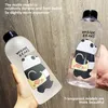 1000ml Water Bottles Cute Panda Bear Cup With Straw Transparent Cartoon Water Bottle Drinkware Frosted Cup Leak-proof