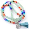 WEEK Hot 6mm 7 Chakra Tibetan Prayer 108 Mala Bead Tassel Strands Bracelet Women Men Jewelry BK323