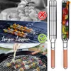 Portable BBQ Tools Grilling Basket Stainless Steel Barbecue Baskets Roasting Fish Vegetable Meet Grill Mesh Barbecue