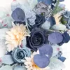 Ghirlande di fiori decorativi 2 pezzi blu artificiale set arco di nozze sfondo fila di fiori finti appeso a parete angolo decorazioni per festeDecorativo