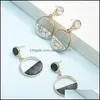 Orecchini a bottone gioielli fatti a mano moda semplice geometrica circar orecchino lungo in marmo bianco nero design rotondo orecchio punk J Dh7V0