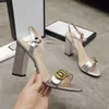 Klassieke Dames Hoge Hak Guccis Sandalen Leer Feestmode Metaal Dubbele Gesp Zomer Ontwerper Sexy Peeptoe Damesschoenen Met Dikke Hak Jurk Schoenen Hoge Hakken 10cm gg 1f