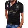 Men's Short Sleeve Fashion Letter Print Shrinkproof Casual Polo Shirt 220716