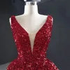 Lovertjes Rood Lange Trein Goud Mermaid Avondjurken 2022 Hoge Split Avondjurk Formele Avondjurken Robe de Soiree Abendkleider