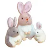 Lifely Bunny Plushie Hairy Hair Gray Wit Roze Lange oren Konijnen Pop Plush dieren Mouse speelgoed voor kinderen Kerstgeschenk J220704