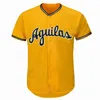 xflsp Glamit Aguilas Cibaenas Dominican Custom Baseball Jersey Black Yellow 회색 흰색 스티치 이름 번호