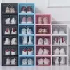 Dikke plastic schoenendozen Duidelijke stofvrije opbergdoos Transparante flip snoepkleur stapelbare schoenen Organisator dozen Groothandel C0810