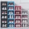 Thicken Plastic Shoe Boxes Clear Dustproof Storage Box Transparent Flip Candy Color Stackable Shoes Organizer Boxes Wholesale P1014