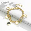 Beautiful Multilayered Circle Charm Bracelet Stainless Steel Clover Butterfly Accessories Jewelry for Women