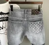 Summer Men039S Jeans Fashion High Stretch Slim Cut Pants Ripped Off Denim Shorts4778745