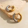 Hoop & Huggie Metal With Two-color Splicing Earrings Titanium Steel 18K Gold Plated Women's For Women Party Jewelry Gift 2022Hoop