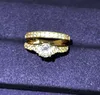 Bröllopsringar 14k gult guld 2.0 karat zirkonium diamant för kvinnor lyxiga engagemang smycken verklig tibetansk silver 925 band set rita22