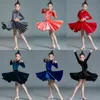 Abbigliamento da palcoscenico Abiti da ballo latino per bambini Abiti da allenamento Grigio Autunno Inverno Coreano Velluto Manica lunga Competizione per ragazze