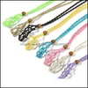 Party Favor Event Supplies Festive Home Garden Hand-Woven Necklace Wax Line Cord Woven Pendants Diy Jewelry Crafts With Wood Pärlor Kvinnor