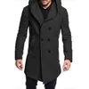 Homens de moda com capuz de manga comprida inverno quente de alta qualidade casaco de lã Parka com capuz de colarinho fora do casaco de casaco longa de casaco de casaco longo T220810