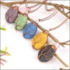 Colares pendentes Twine Colorf Lava Stone Tree of Life Aromaterapia DIY Colar difusor de óleo essencial para mulheres joalheria dhseller2010 dho60