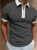 Herren Sommer Golf Plaid Dot Print Revers Half Zip Kurzarm Tops Sportswear Casual Slim Fit Polo Shirts 220614