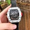Uxury Watch Date 2022 White Richa Milles Mens Автоматические механические часы с углеродным волокном Персонализированное выпадение ленты