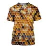 T-shirts pour hommes 3D Insect Bee Print T-shirt Pure Honey Casual Street Summer Harajuku Chemise à manches courtes Unisexe Vêtements surdimensionnés