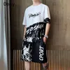 Мужские футболки Summer Mens Clothing Hip Hop Men Stiret Set Письмо Печать 2 шорты дышащие короткие рукава негабаритные футболки Imon's Imon