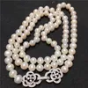 Chaînes Vendre 8-9mm 80cm Blanc Naturel Collier de perles d'eau douce Longue chaîne de pull Chaînes de bijoux de mode