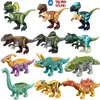 Stor storlek med ljudmonterade byggstenar Toy Dinosaur World Triceratops Tyrannosaurus Animal Model Brick Toys för barn