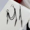 Hommes rétro noir gland chaîne longues boucles d'oreilles Punk boucles d'oreilles Hiphop Rivet boucles d'oreilles pour femmes gothique fête bijoux Pendientes GC1036