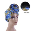 50 TEIL/LOS Afrikanische Print Stretch Bandana Kopf Wrap Lange Schal satin Floral Ankara Dashiki Frauen Party Turban Kopfbedeckung Kappe