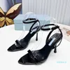 designer Stiletto Heels 10cm Sandals For Woman Slippers Fashion Slides Womens Classic Black Silver Slingbacks