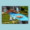 Mini mediterrane stijl witblauw vuurtoren mos mos terrarium handgemaakt aquatisch ornament micro landschap accessoires fairy tuin diy drop d