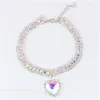 Pets collar Pet Cat and Dog Collars Love heart Pendant three row diamond dogs necklace-collar DE428