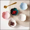 Porslin Flower Ceramic Dish Seaster Dip Bowl Sakura Cherry Blossom Trinket Platos Sås Kök 0221 Drop Leverans 2021 Gafflar Flatwa
