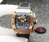 Watch Designer luksusowe mechaniki męskie zegarek Rihca Milles Man Men Automatyczne mechaniczne czarne gumowe żółte różowe złoto ES stal nierdzewna