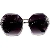 النظارات الشمسية 2022 أزياء العلامة التجارية تصميم خمر بدون شفة حجر الراين النساء الرجال الرجعية قطع عدسة التدرج نظارات الشمس الإناث UV400