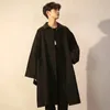 Мужские траншеи Trench Coats Trench Men Men Long Distever Осень Свободная твердая модная уличная одежда Wlid Vintage Black Student