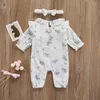 Pudcoco 0-18m 2pcs Automne Spring Baby Clothes Girl Infant Long Manche Ruffle Broidered Rompers   Bandband Jumps Tost G220510