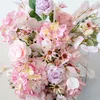 Dekoracyjne kwiaty wieńce różowe sztuczne jedwabne ślubne tło wystrój arcykrotu stolik centralny Row Flower Party okno D5753397