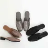 Mesh Diamond Oma Slipper 2022 Sommer personalisierte Hausschuhe Frauen tragen Baotou-Sandalen mit dickem Absatz