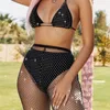 Other Bling Rhinestone Mesh Hollow Sexy Body Chain Bra Pants Suit For Women Nightclub Luxury Crystal Bikini Cover Up Tops JewelryOther