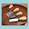 4 Pcs Set Cheese Knives With Wood Handle Steel Stainless Slicer Cutter Kitchen Ya1120 Drop Delivery 2021 Flatware Kitchen Dining Bar Home