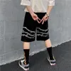 Harajuku Streetwear Iron Chain Pattern Jogger Shorts Men And Women Hip Hop Skateboard Summer Elastic Waist 220401