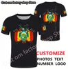 Футболка Bolivia DIY Бесплатное название номера классная футболка BOL Country Flag Flag Испанский колледж Боливийский принт P O Одежда 220616